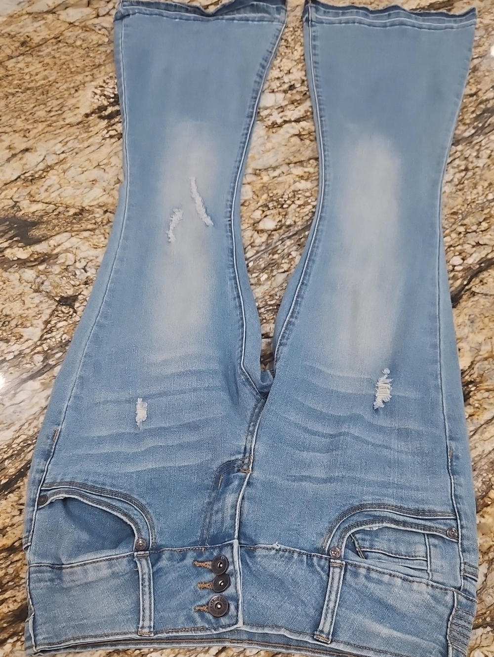 True Luck Blue Distressed Flare Jeans. Size 9/10 Inseam 29" Rise 8.5"